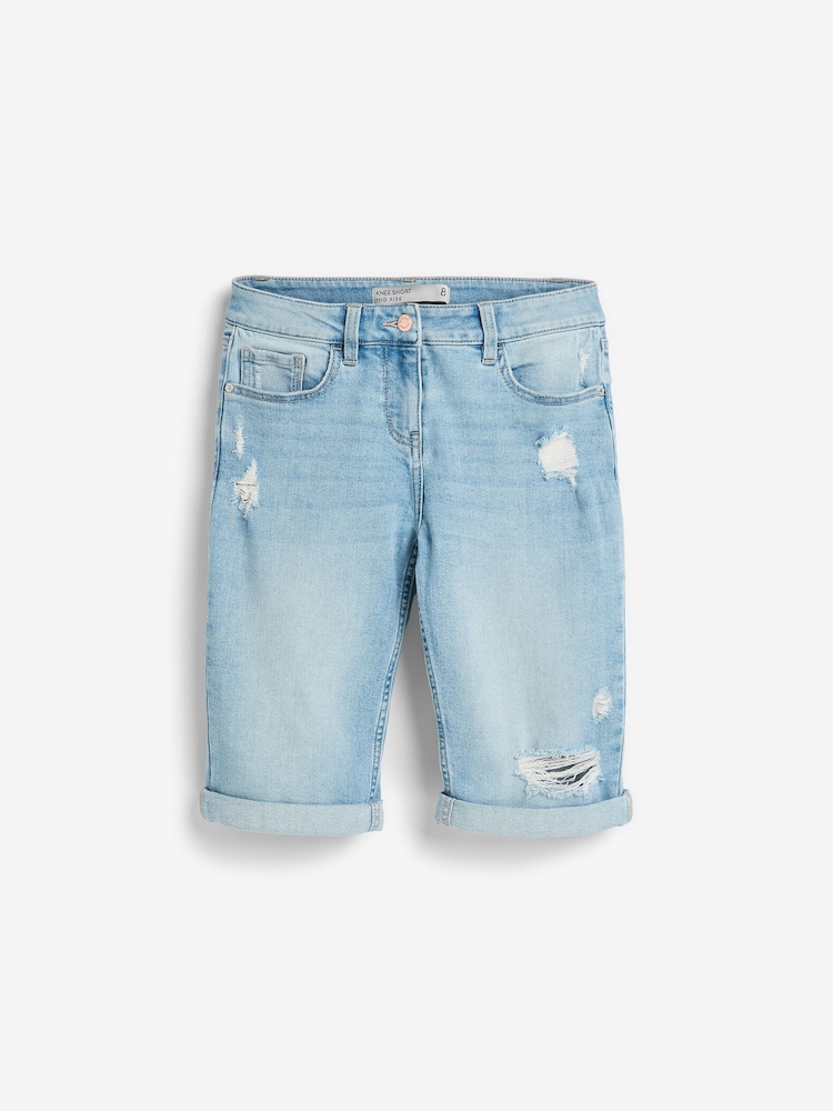 Bleach Blue Ripped Knee Shorts - Image 4 of 4