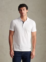 U.S. Polo Assn White Check Trim Mercerised Cotton Polo Shirt - Image 1 of 4