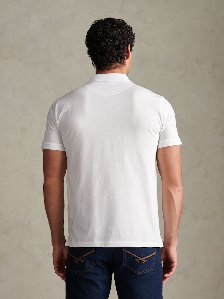 U.S. Polo Assn White Check Trim Mercerised Cotton Polo Shirt - Image 2 of 4 U.S. Polo Assn White Check Trim Mercerised Cotton Polo Shirt - Image 2 of 4