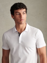 U.S. Polo Assn White Check Trim Mercerised Cotton Polo Shirt - Image 4 of 4