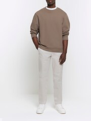 Gris - Pantalones chinos ajustados con efecto lavado de River Island - Imagen 1 de 4