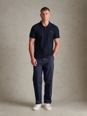 U.S. Polo Assn. Blue Herringbone Texture Polo Shirt - Image 3 of 6