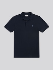 U.S. Polo Assn. Blue Herringbone Texture Polo Shirt - Image 5 of 6