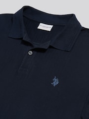 U.S. Polo Assn. Blue Herringbone Texture Polo Shirt - Image 6 of 6