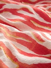 Coral Pink Zebra Bandeau Shirred 100% Cotton Playsuit - Image 7 of 7