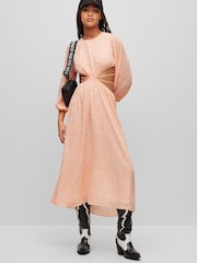 HUGO Orange Paisley Print Cut Out Detail Dress - Image 1 of 5