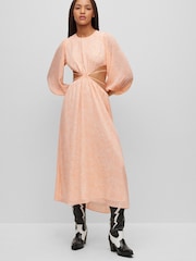 HUGO Orange Paisley Print Cut Out Detail Dress - Image 3 of 5