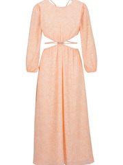 HUGO Orange Paisley Print Cut Out Detail Dress - Image 5 of 5