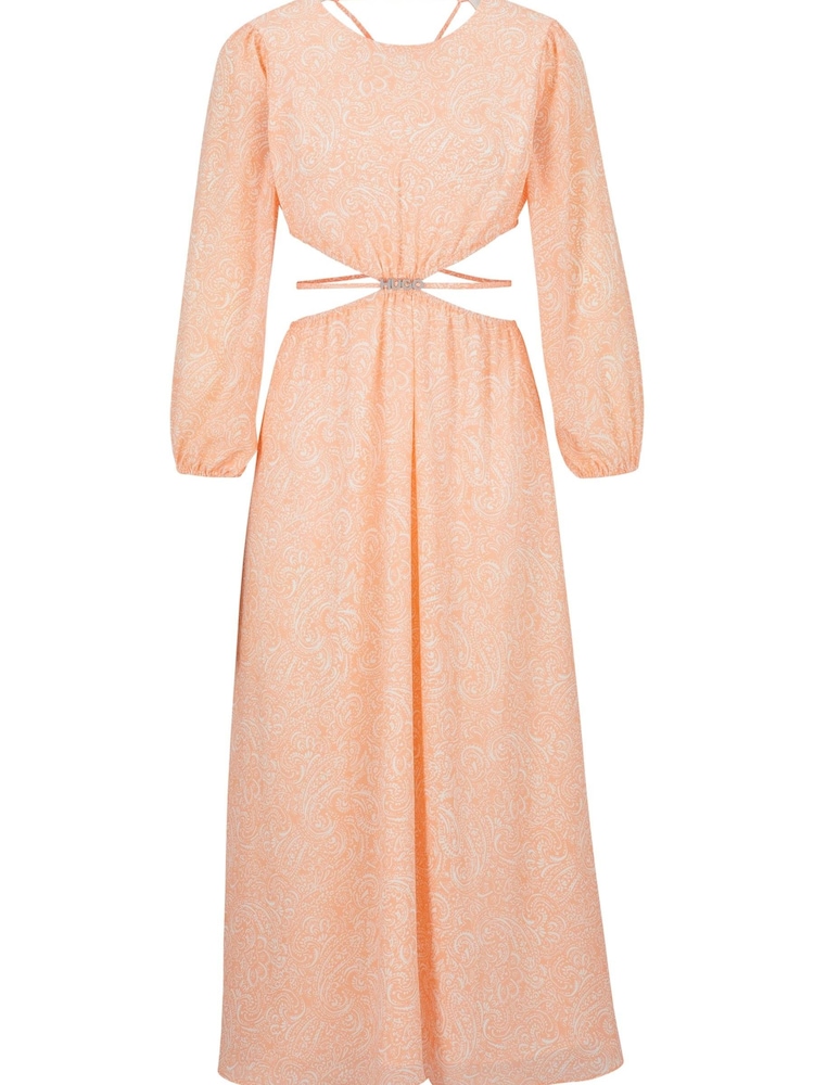 HUGO Orange Paisley Print Cut Out Detail Dress - Image 5 of 5 HUGO Orange Paisley Print Cut Out Detail Dress - Image 5 of 5