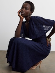 Joanna Hope Blue Stretch Lace Midi Dress - Image 4 of 4