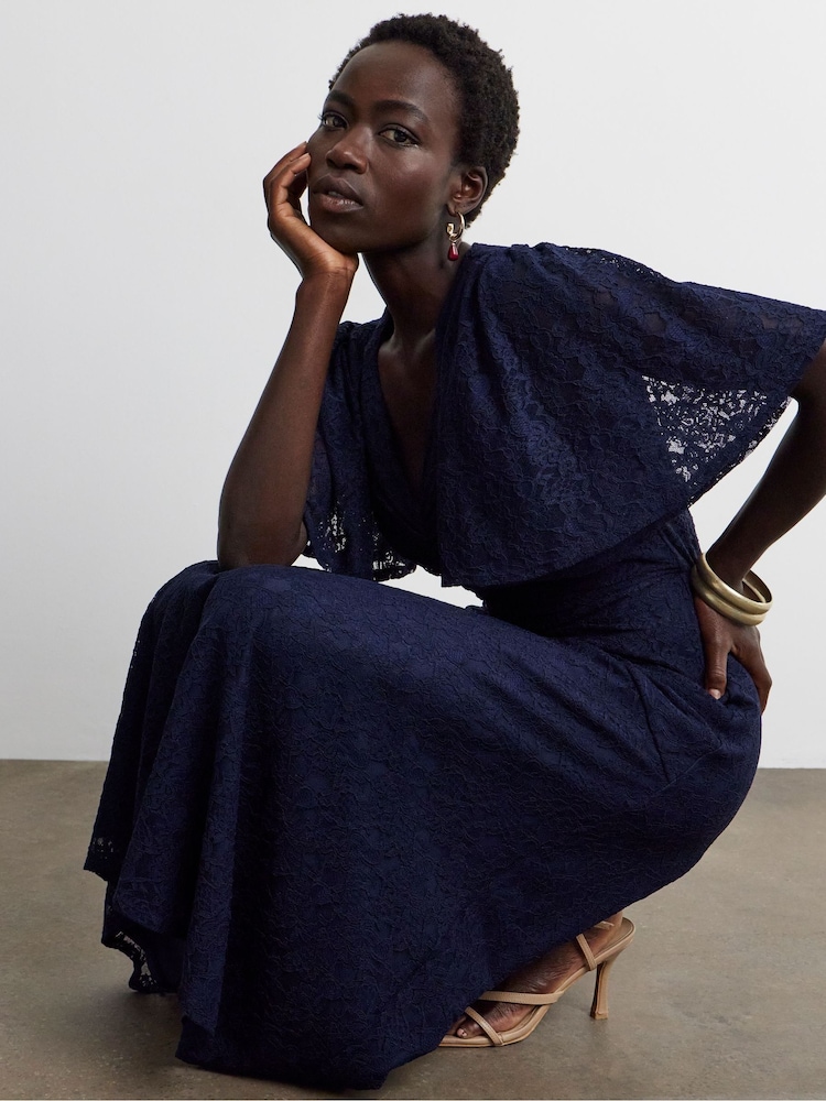 Joanna Hope Blue Stretch Lace Midi Dress - Image 4 of 4 Joanna Hope Blue Stretch Lace Midi Dress - Image 4 of 4