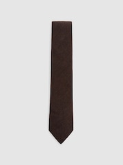Reiss Chocolate Brown Romolo Wool Woven Unlined Tie - Image 2 of 5