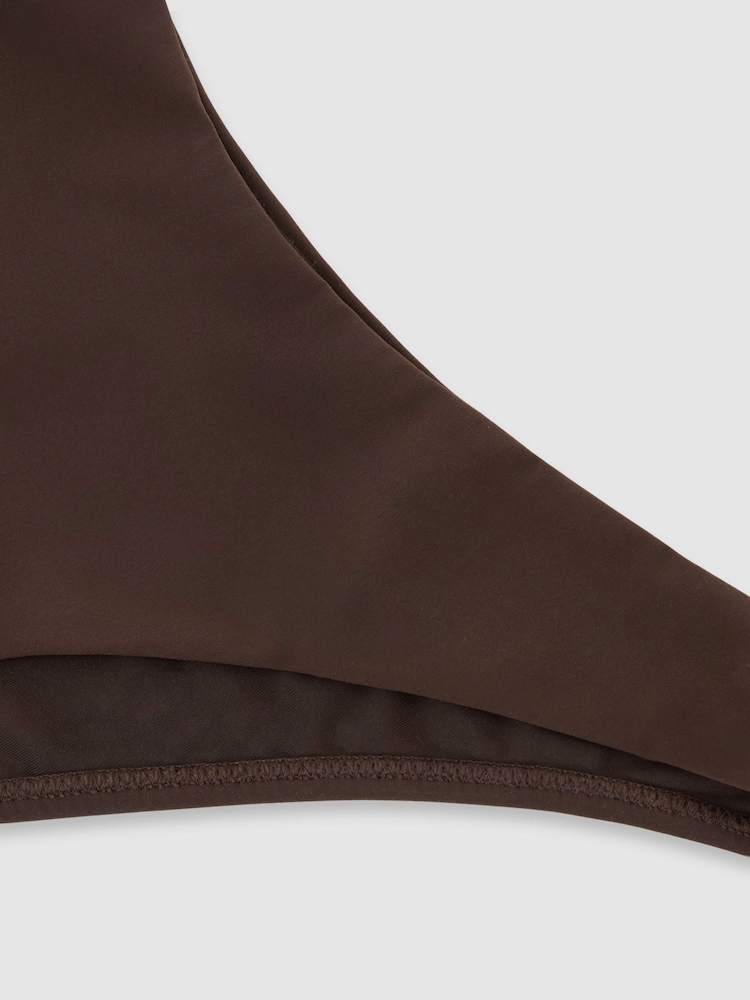 Reiss Chocolate Brown Indy Fixed-Side Brazilian Bikini Bottoms - Image 6 of 6