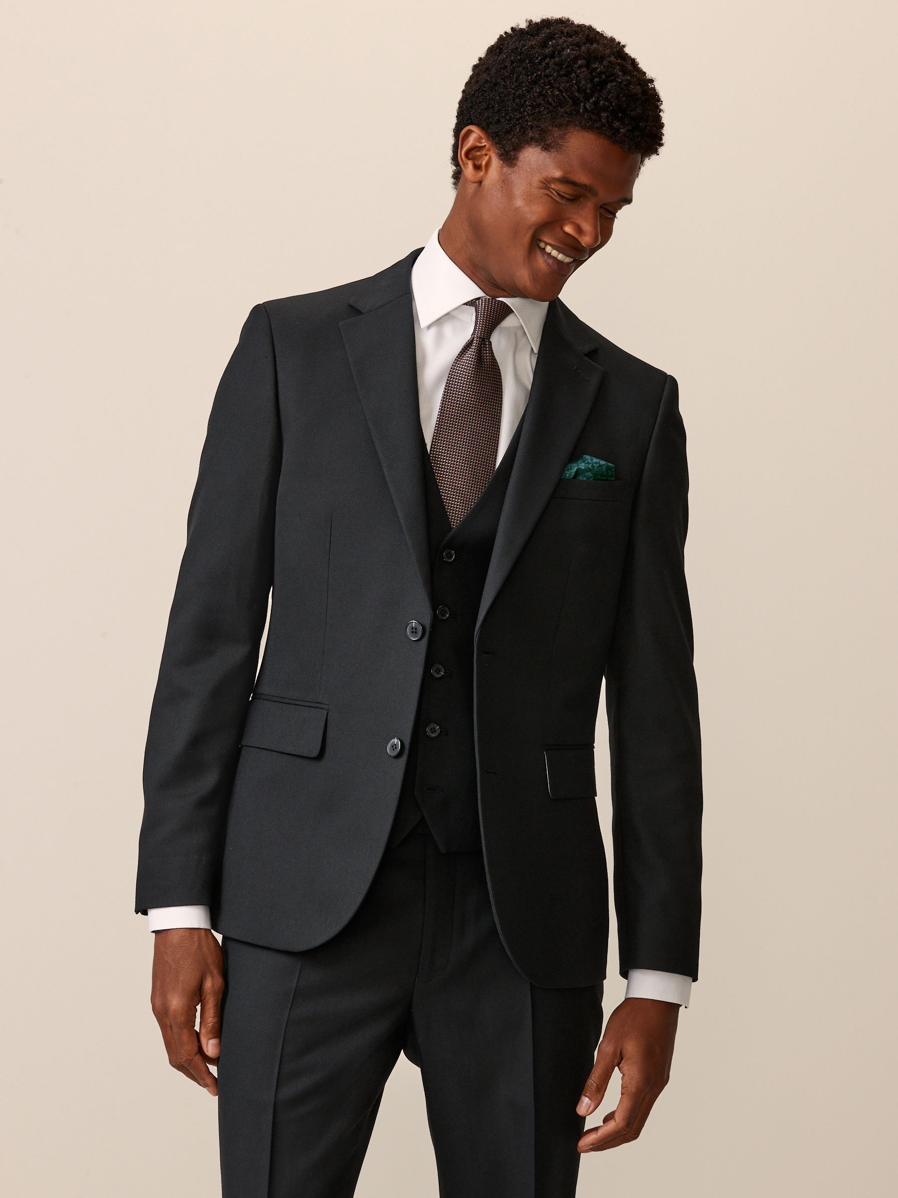 Black Slim Fit Textured Suit Jacket
