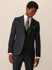 Black Slim Fit Textured Suit Jacket - Image 1 of 10