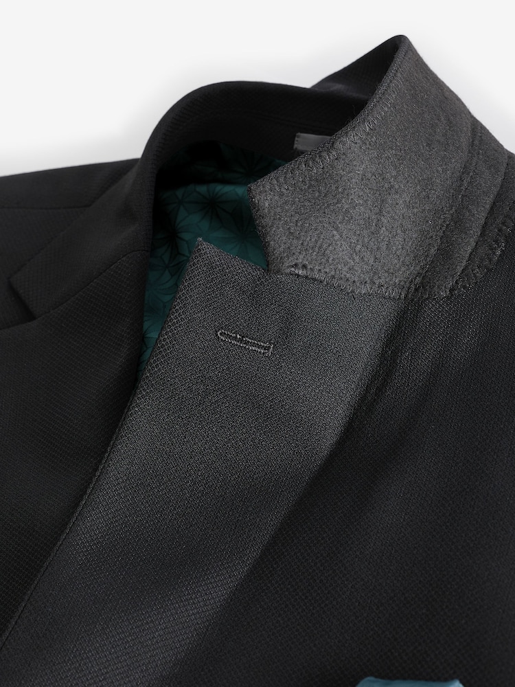 Black Slim Fit Textured Suit Jacket - Image 10 of 10