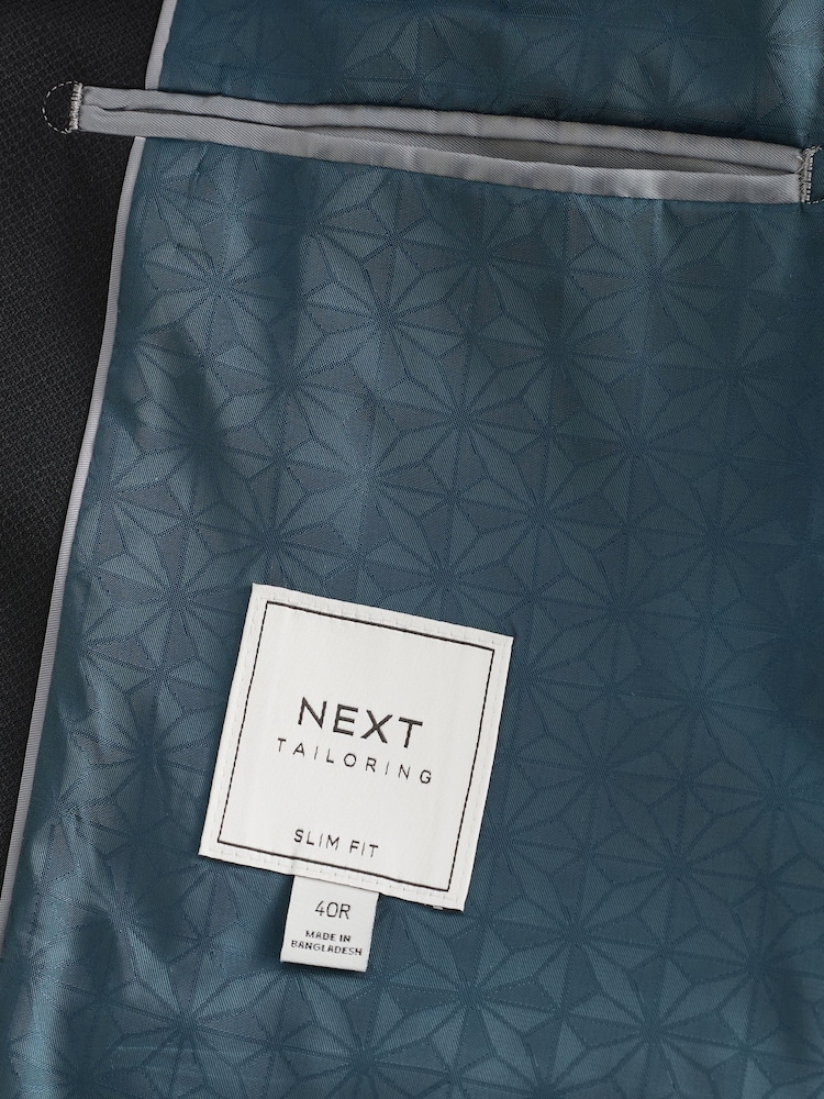 Schwarz - Schmale Passform - Strukturierte Anzugjacke - Bild 11 von 11