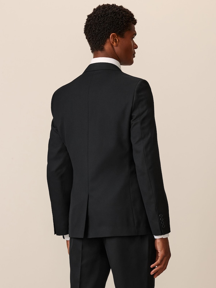 Schwarz - Schmale Passform - Strukturierte Anzugjacke - Image 3 of 10