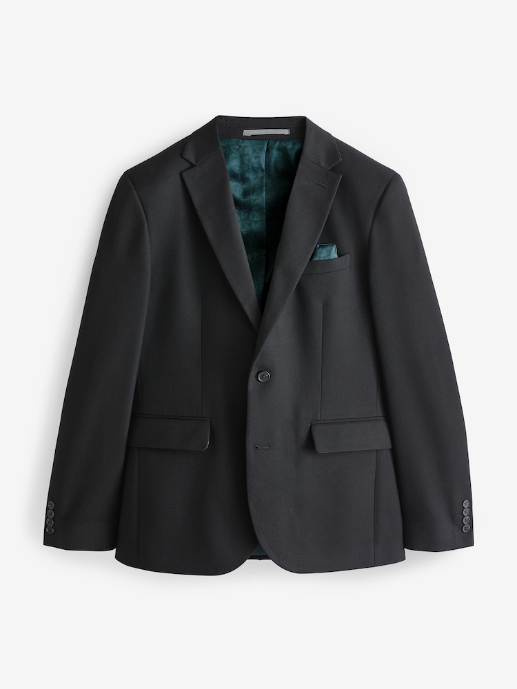 Schwarz - Schmale Passform - Strukturierte Anzugjacke - Image 6 of 10