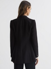 Reiss Black Laura Petite Double Breasted Twill Blazer - Image 5 of 7