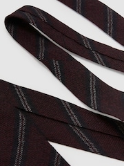 Reiss Burgundy Tessere Wool Double-Stripe Unlined Tie - Image 3 of 5
