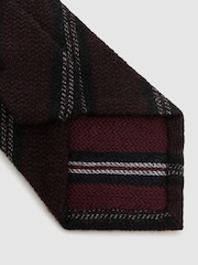Reiss Burgundy Tessere Wool Double-Stripe Unlined Tie - Image 4 of 5