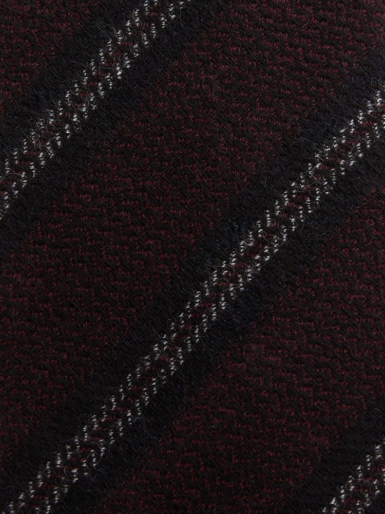 Reiss Burgundy Tessere Wool Double-Stripe Unlined Tie - Image 5 of 5