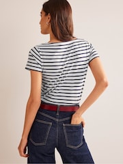 Boden White/Blue Ava Short Sleeve Breton 100% Cotton T-Shirt - Image 2 of 5