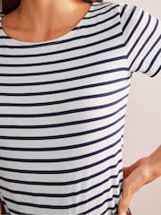 Boden White/Blue Ava Short Sleeve Breton 100% Cotton T-Shirt - Image 4 of 5