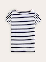 Boden White/Blue Ava Short Sleeve Breton 100% Cotton T-Shirt - Image 5 of 5