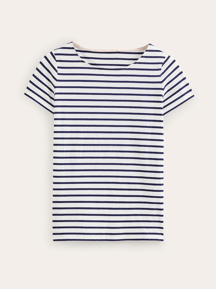 Boden White/Blue Ava Short Sleeve Breton 100% Cotton T-Shirt - Image 5 of 5 Boden White/Blue Ava Short Sleeve Breton 100% Cotton T-Shirt - Image 5 of 5