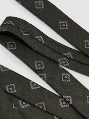Reiss Forest Green Fazio Wool-Silk Diamond-Medallion Unlined Tie - Image 3 of 5