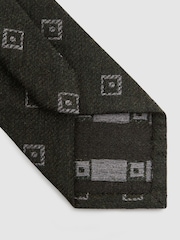 Reiss Forest Green Fazio Wool-Silk Diamond-Medallion Unlined Tie - Image 4 of 5