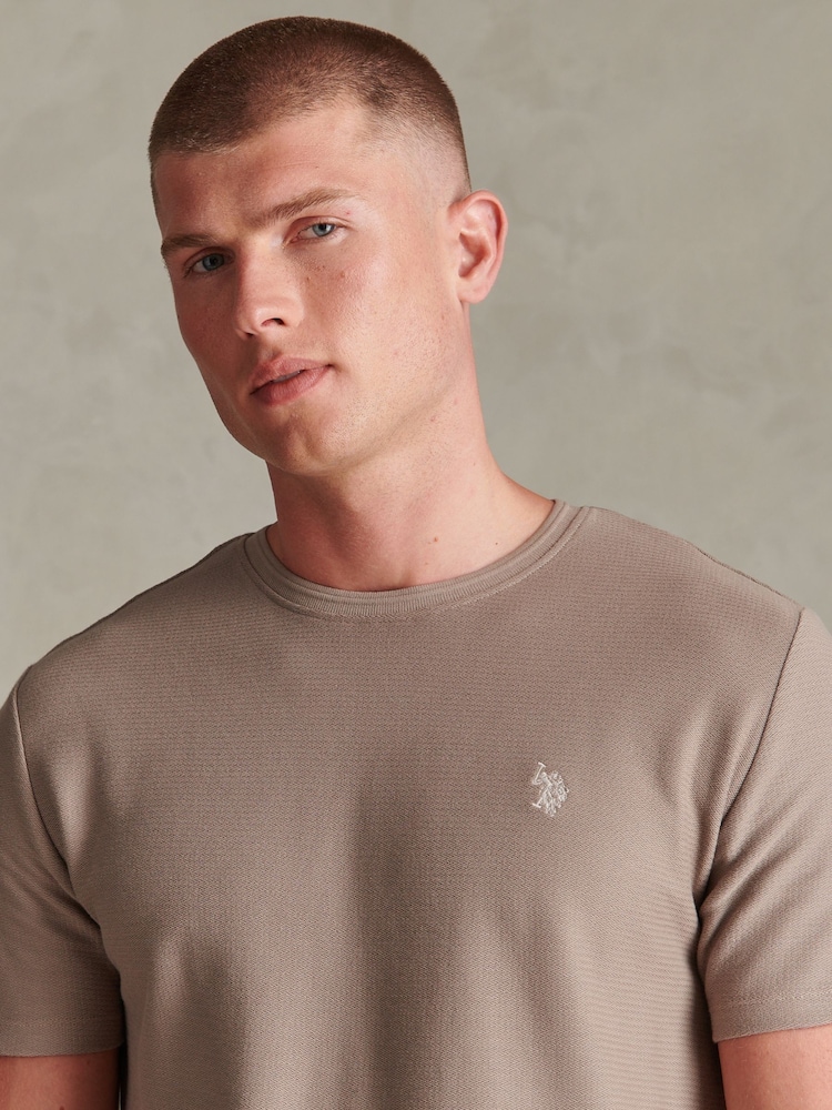 Natur - U.S. Polo Assn Herringbone Jersey T-Shirt - Bild 4 von 4