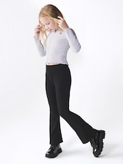 River Island Black Girls Ribbed Kickflare Leggings - Image 1 of 3