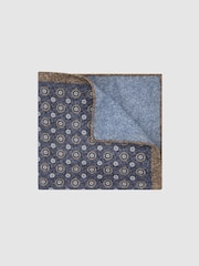 Reiss Mid Blue Sani Silk Floral Medallion-Print Pocket Square - Image 1 of 4