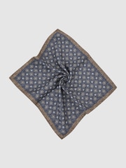 Reiss Mid Blue Sani Silk Floral Medallion-Print Pocket Square - Image 2 of 4