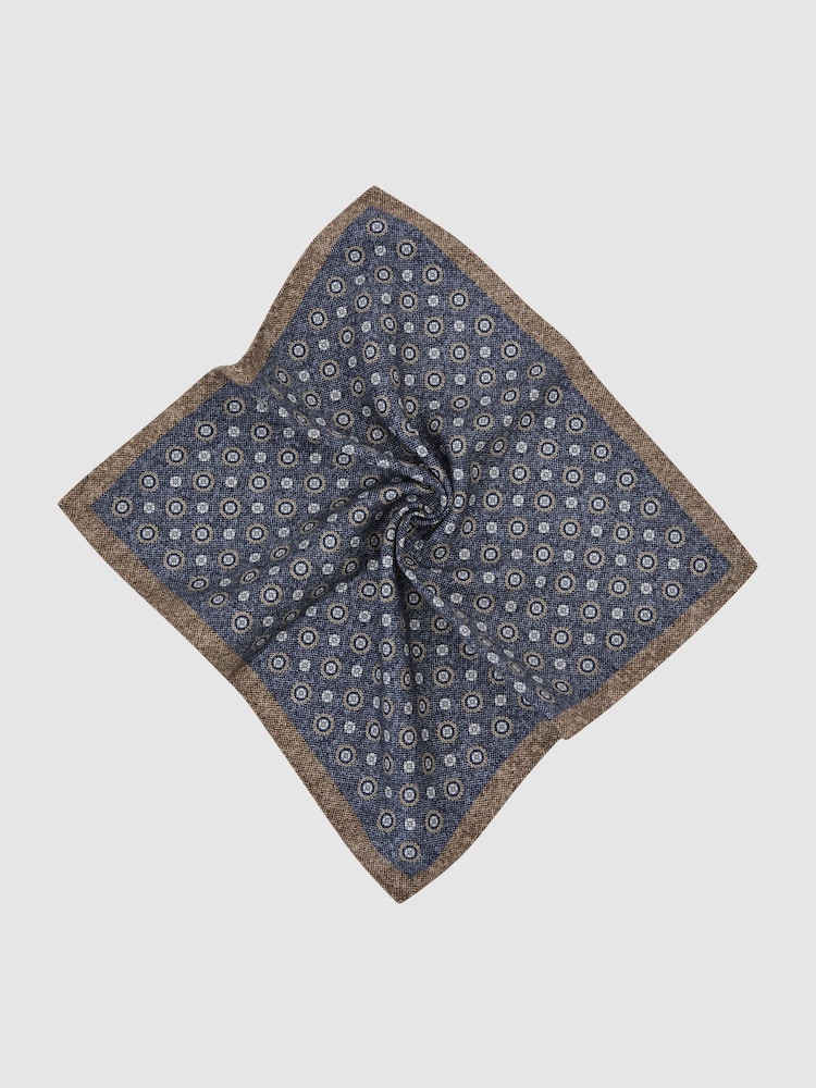 Reiss Mid Blue Sani Silk Floral Medallion-Print Pocket Square - Image 2 of 4