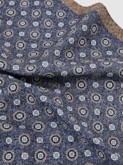 Reiss Mid Blue Sani Silk Floral Medallion-Print Pocket Square - Image 3 of 4