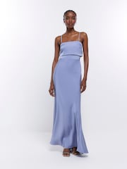 River Island Blue Bandeau Bridesmaid Dress - Image 1 of 4