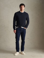 U.S. Polo Assn Blue Textured Raglan Crew Neck Jumper - Image 3 of 7