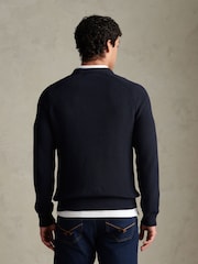 U.S. Polo Assn Blue Textured Raglan Crew Neck Jumper - Image 4 of 7