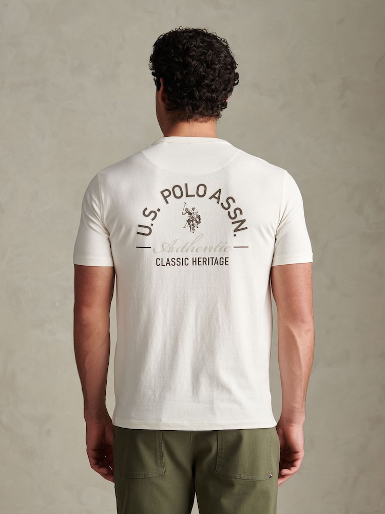 U.S. Polo Assn. Cream Classic Heritage Front & Back Graphic T-Shirt - Image 2 of 8 U.S. Polo Assn. Cream Classic Heritage Front & Back Graphic T-Shirt - Image 2 of 8