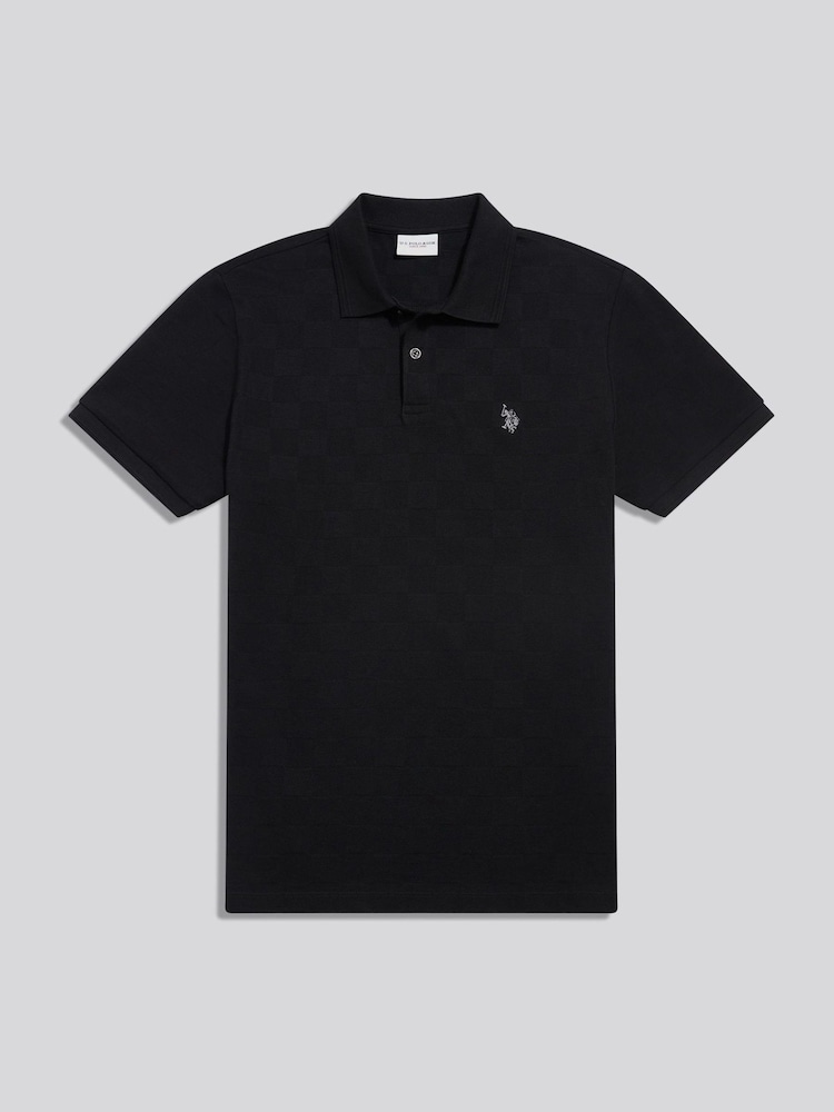 U.S. Polo Assn. Black Square Texture Tipped Polo Shirt - Image 1 of 2 U.S. Polo Assn. Black Square Texture Tipped Polo Shirt - Image 1 of 2