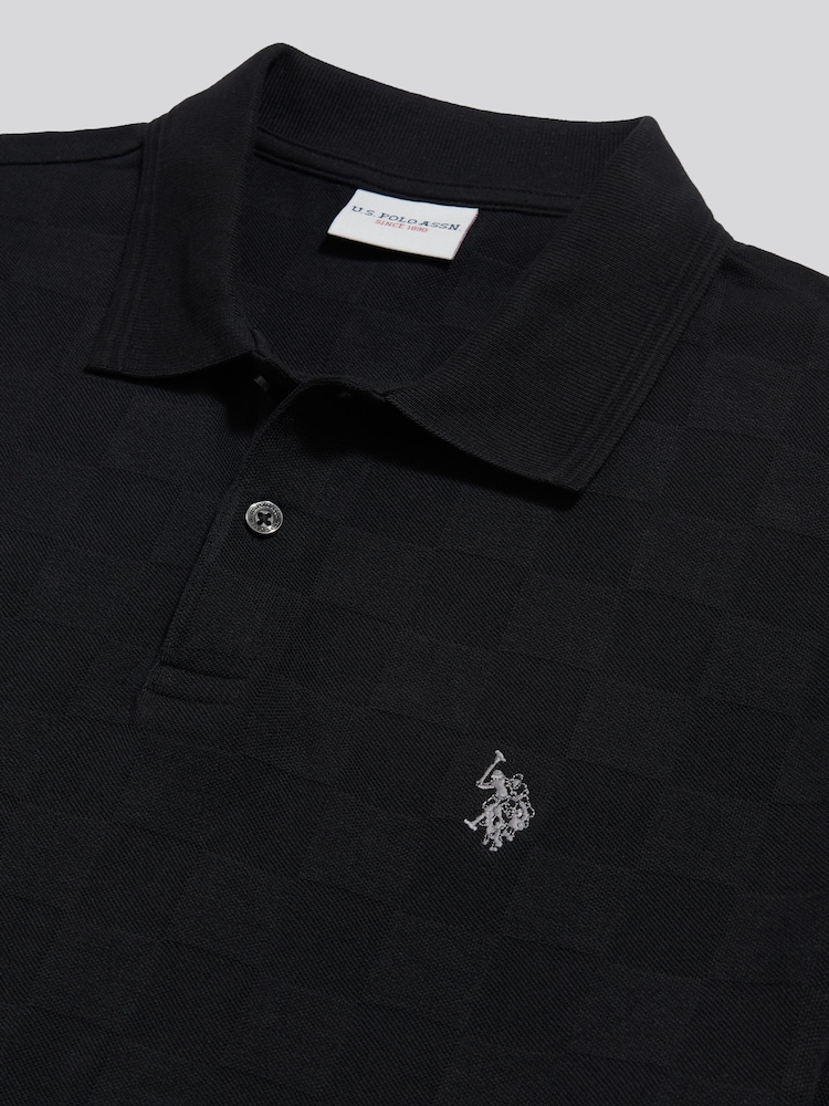 U.S. Polo Assn. Black Square Texture Tipped Polo Shirt - Image 2 of 2 U.S. Polo Assn. Black Square Texture Tipped Polo Shirt - Image 2 of 2