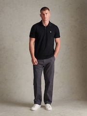 U.S. Polo Assn. Black Square Texture Tipped Polo Shirt - Image 3 of 6