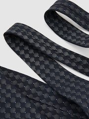 Reiss Navy Lavoro Silk-Blend Woven Tonal Diamond Tie - Image 3 of 5