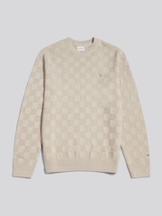 U.S. Polo Assn. Large Check Textured Knit Crew Neck Jumper - Imagen 1 de 2