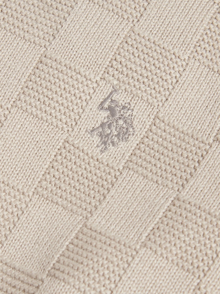 U.S. Polo Assn. Large Check Textured Knit Crew Neck Jumper - Imagen 2 de 2
