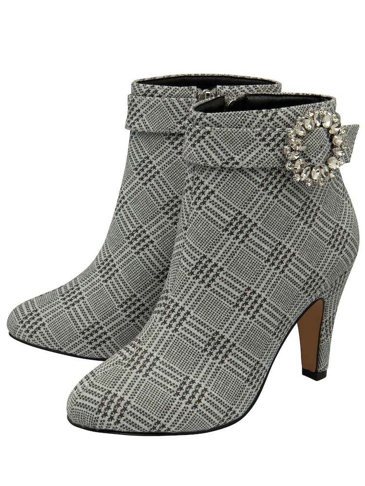 Lotus Silver Check-Print Shoe Boots - Image 2 of 4
